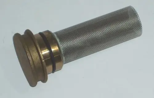 Daikin Filterzubehör mit einem runden, metallenen Kopf und einem langen, perforierten Zylinder aus Metall, geeignet zur Filterung in Heizungs- oder Klimaanlagen.